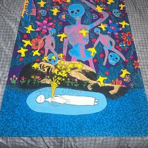 Colorful Skeleton and Floral Wallpapering